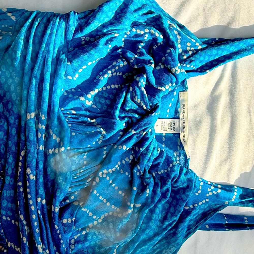Diane Von Furstenberg Ocean Blue Patterned Dress